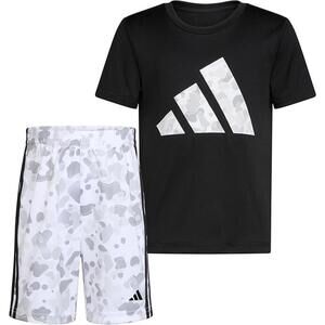 Adidas Boys Size 4 Short Sleeve T-shirt and Printed Shorts 2-piece Set AG6572C